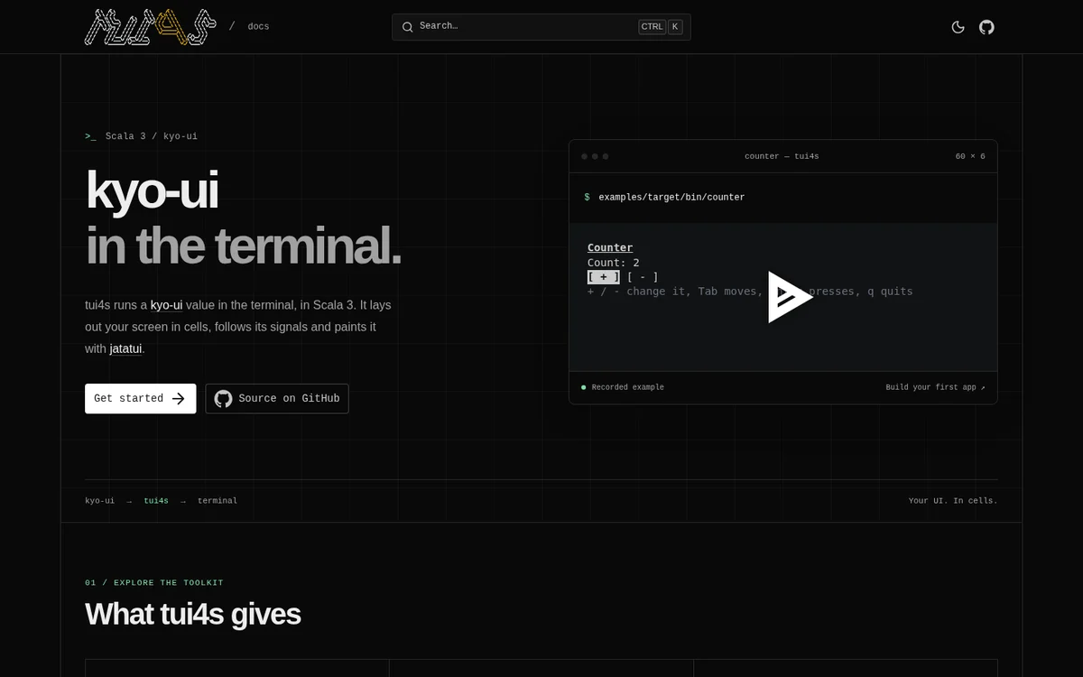 tui4s website preview